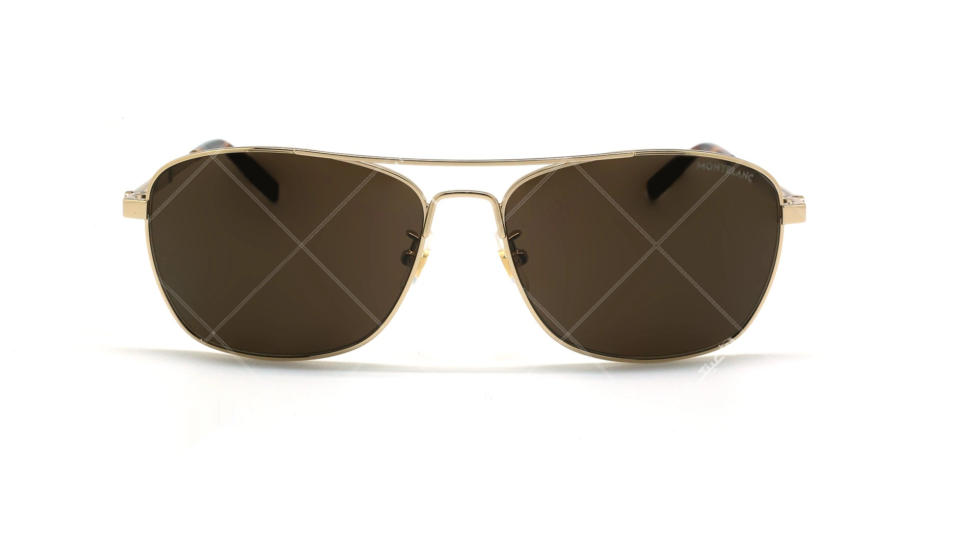 عینک آفتابی خلبانی مون بلان - MONTBLANC MB0026S- شامپاینی - عکاسی وحدت - زاویه روبرو