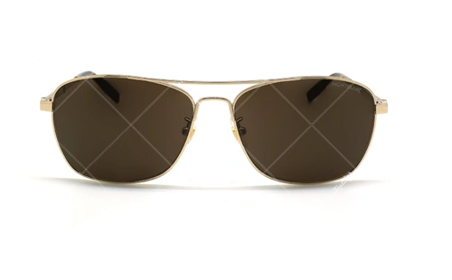عینک آفتابی خلبانی مون بلان - MONTBLANC MB0026S- شامپاینی - عکاسی وحدت - زاویه روبرو