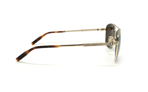 عینک آفتابی خلبانی مون بلان - MONTBLANC MB0026S- شامپاینی - عکاسی وحدت - زاویه کنار