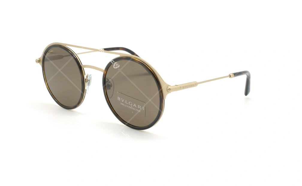 عینک آفتابی دوپل بولگاری - Bvlgari BV5042 - قهوه ای طلایی - عکاسی وحدت - زاویه سه رخ 