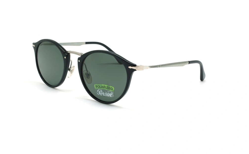 عینک آفتابی پلاریزه پرسول - Persol Calligrapher PO3166S - مشکی نقره ای - عکاسی وحدت - زاوی سه رخ 