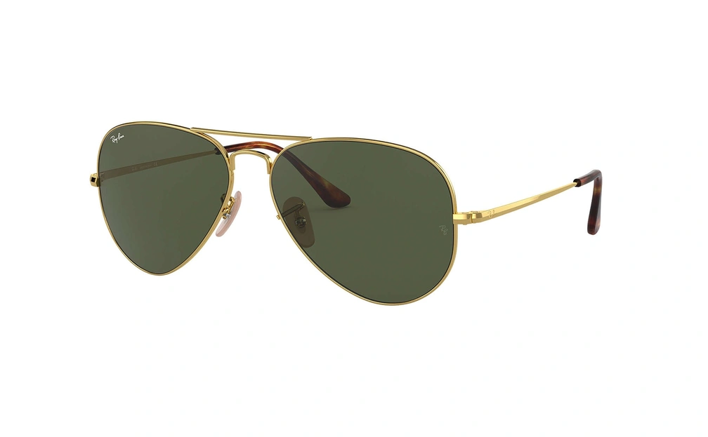 عینک آفتابی طرح خلبانی Ray-Ban بدنه طلایی شیشه سبز کلاسیک G15