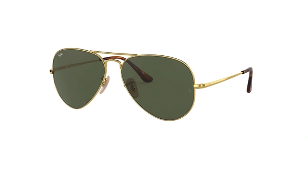 عینک آفتابی طرح خلبانی Ray-Ban بدنه طلایی شیشه سبز کلاسیک G15