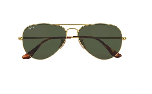 عینک آفتابی طرح خلبانی Ray-Ban بدنه طلایی شیشه سبز کلاسیک G15 - زاویه روبرو