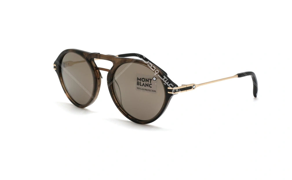 عینک دوپل گرد مون بلان - MONTBLANC MB716 - رنگ قهوه ای هاوانا - اپتیک وحدت - عکس زاویه سه رخ