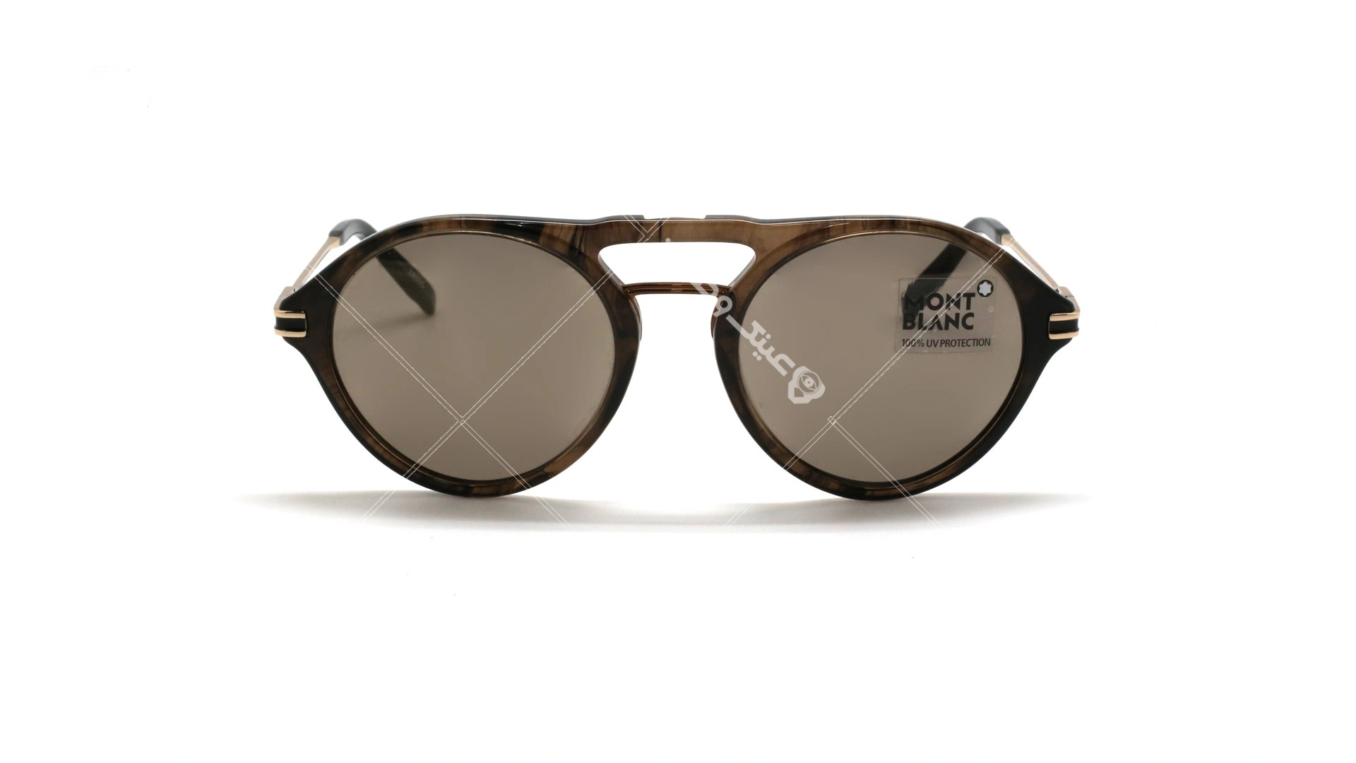 عینک دوپل گرد مون بلان - MONTBLANC MB716 - رنگ قهوه ای هاوانا - اپتیک وحدت - عکس زاویه روبرو