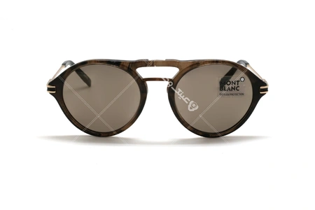 عینک دوپل گرد مون بلان - MONTBLANC MB716 - رنگ قهوه ای هاوانا - اپتیک وحدت - عکس زاویه روبرو