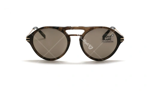 عینک دوپل گرد مون بلان - MONTBLANC MB716 - رنگ قهوه ای هاوانا - اپتیک وحدت - عکس زاویه روبرو
