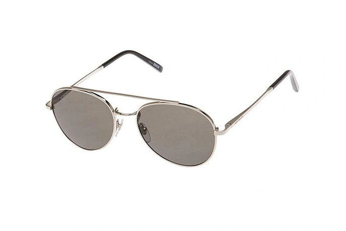 عینک آفتابی گرد دوپل مون بلان - MONTBLANC MB605 - فریم نقره ای و عدسی مشکی - اپتیک وحدت - عکس زاویه سه رخ