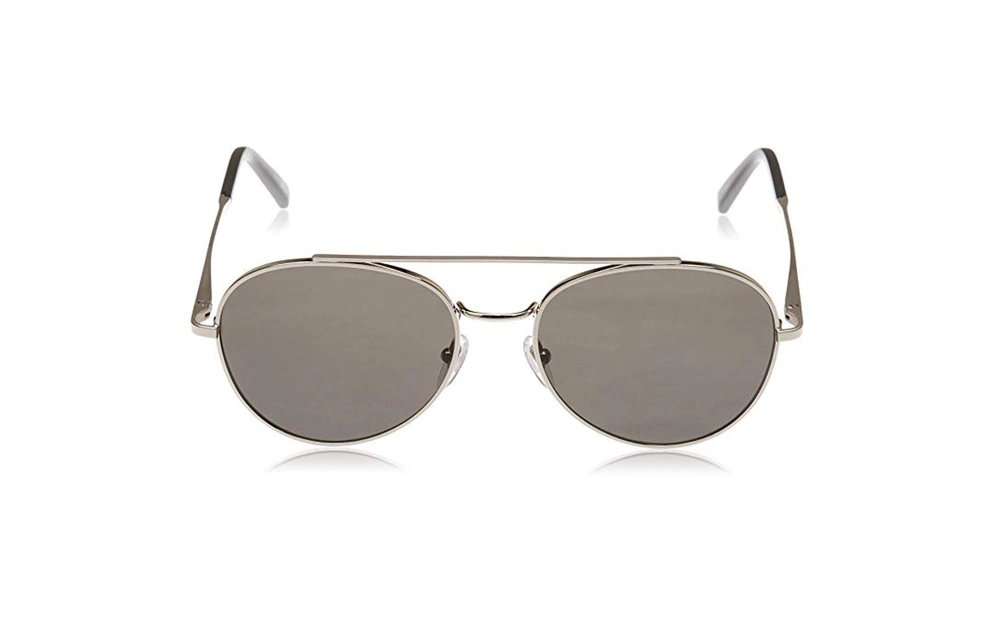عینک آفتابی گرد دوپل مون بلان - MONTBLANC MB605 - فریم نقره ای و عدسی مشکی - اپتیک وحدت - عکس زاویه روبرو