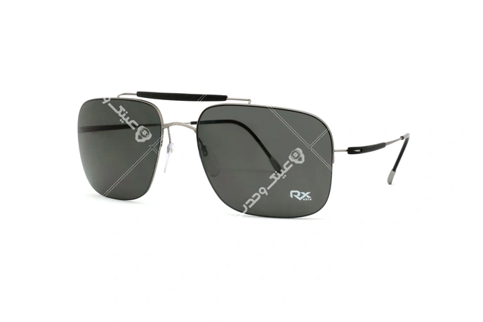 عینک آفتابی مستطیلی سیلوت مشکی با بدنه نقره ای - عکاسی توسط عینک وحدت - زاویه ی راست به