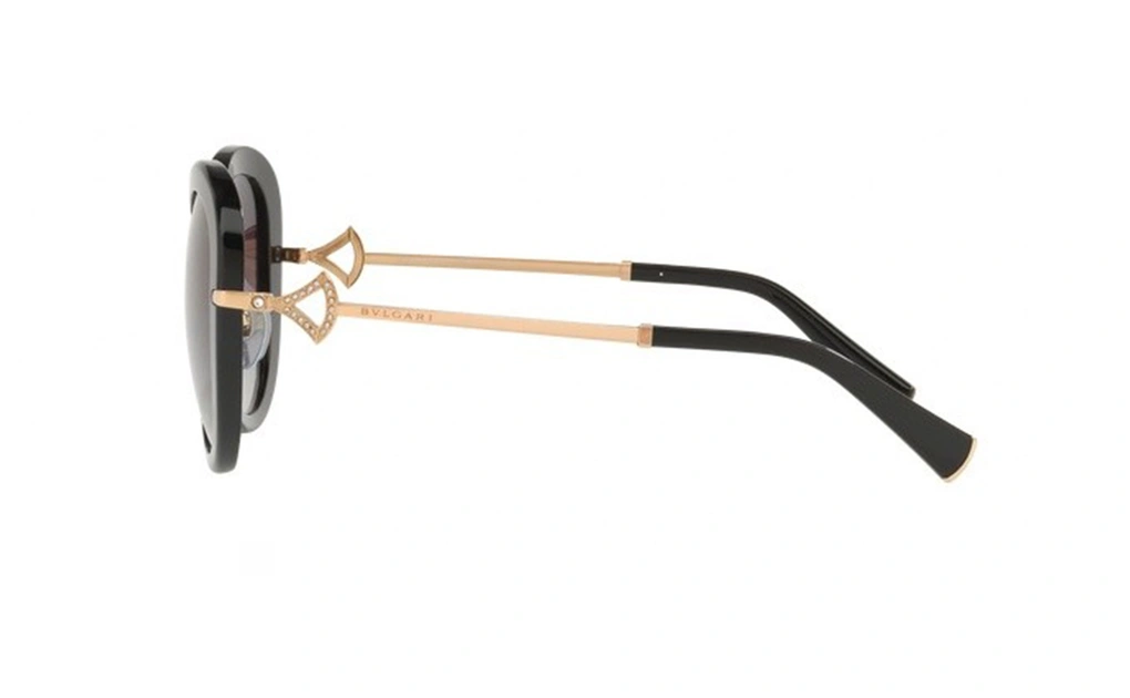 عینک آفتابی بولگاری گرد مشکی رنگ - زاویه کنار