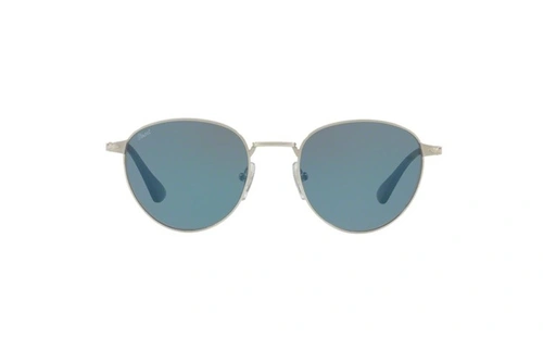 عینک آفتابی فلزی نقره ای با عدسی های آبی رنگ Persol - زاویه روبرو