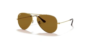 عینک آفتابی خلبانی ری بن - RAYBAN AVIATOR - شیشه قهوه ای بدنه طلایی- عکس از زاویه سه رخ