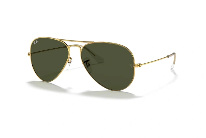 عینک آفتابی ریبن خلبانی بدنه طلایی شیشه سبز - Rayban Aviator Green G15