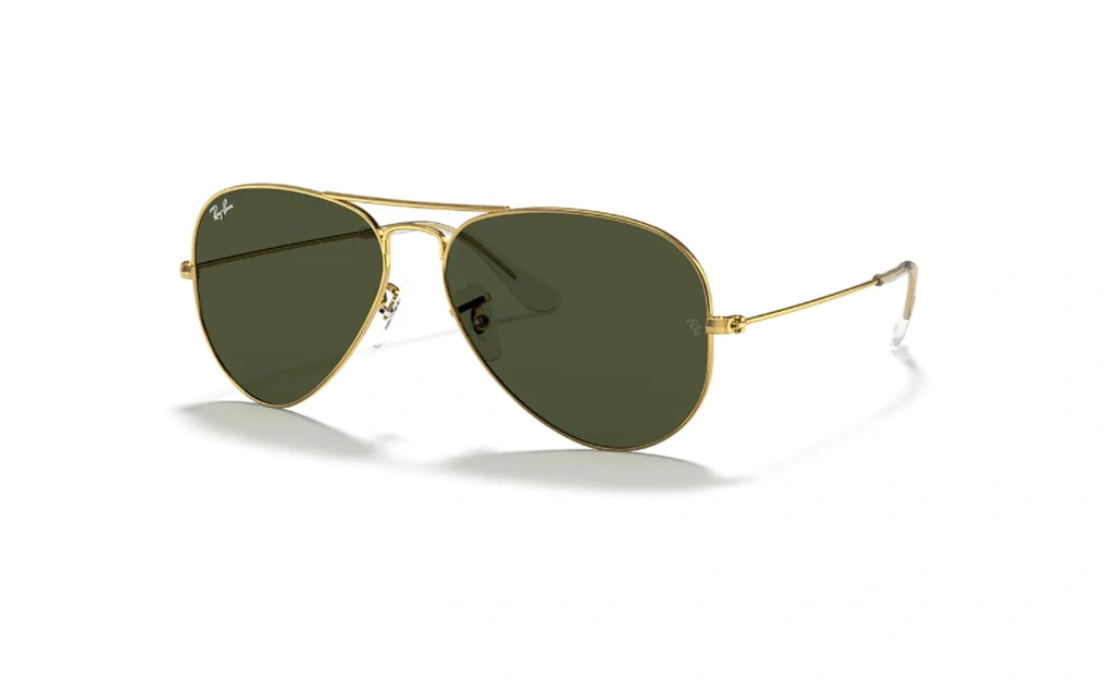 عینک آفتابی ریبن خلبانی بدنه طلایی شیشه سبز - Rayban Aviator Green G15
