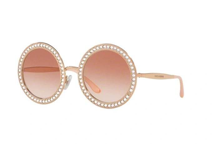 عینک آفتابی دولچه و گابانا فلزی طلایی و عدسی رز گلد - زاویه سه‌رخ