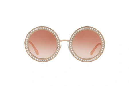 عینک آفتابی دولچه و گابانا فلزی طلایی و عدسی رز گلد - زاویه روبرو