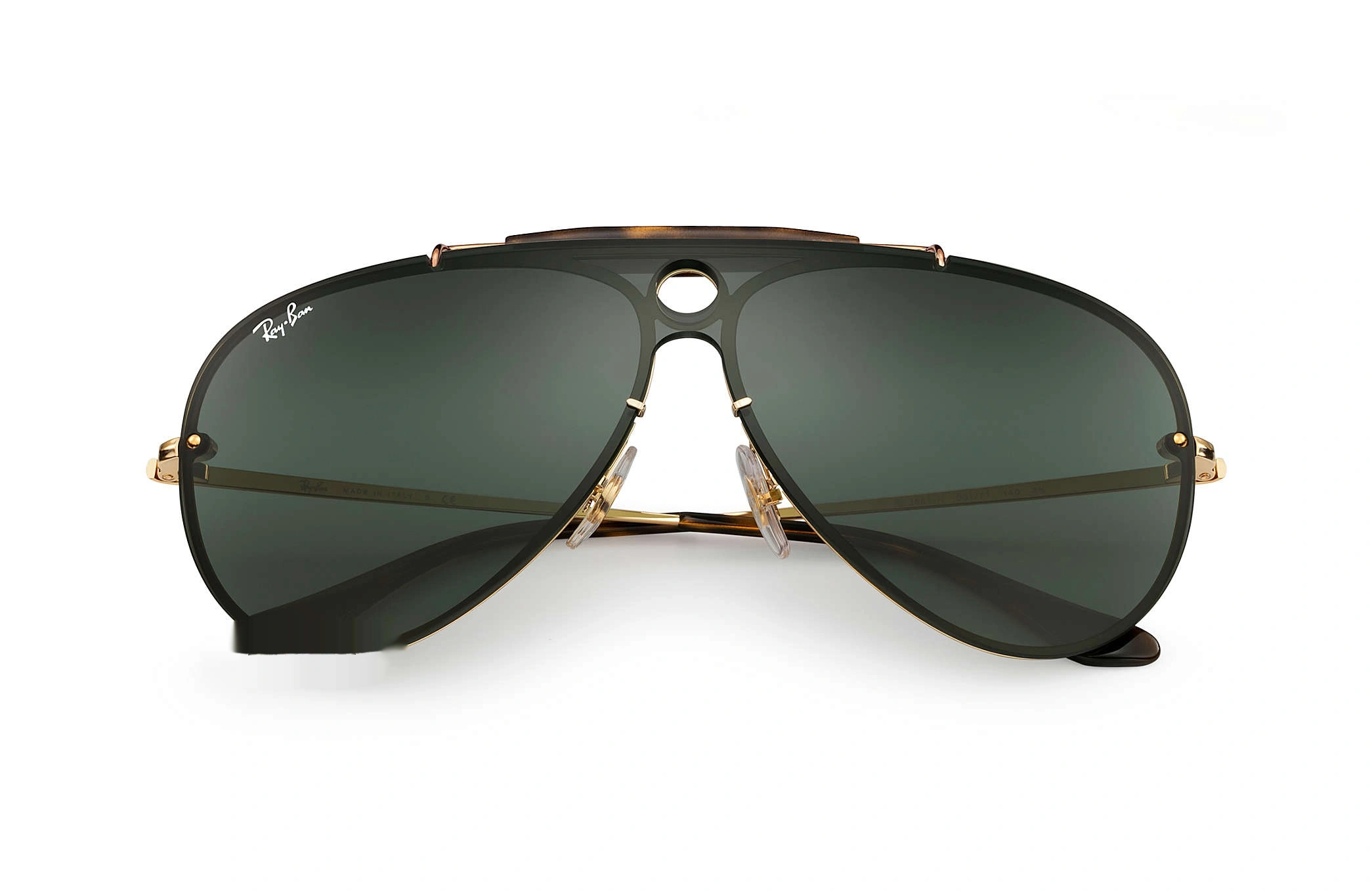 عینک آفتابی شوتر بلیز ری بن اصل - بدنه طلایی - شیشه سبز - زاویه روبرو