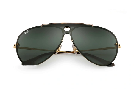 عینک آفتابی شوتر بلیز ری بن اصل - بدنه طلایی - شیشه سبز - زاویه روبرو