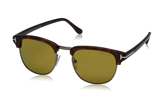 عینک آفتابی کلاب مستر شیشه سبز دسته قهوه ی ای تام فورد - خرید آنلاین - زاویه سه رخ