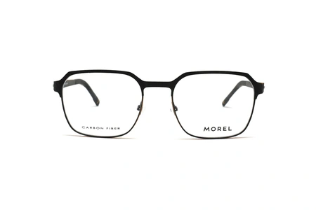 عینک طبی اوگا فریم فلزی کربن مربعی رنگ مشکی - عکس از زاویه روبرو