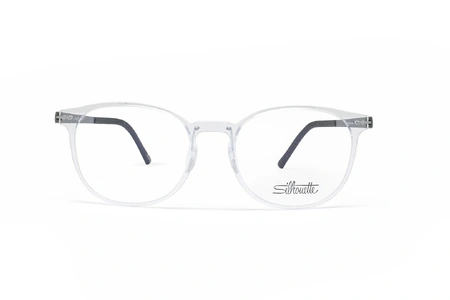 عینک طبی سیلوئت مدل SPX فریم دایره ای به زنگ شفافا و دسته های تیتانیومی - عکس از زاویه روبرو
