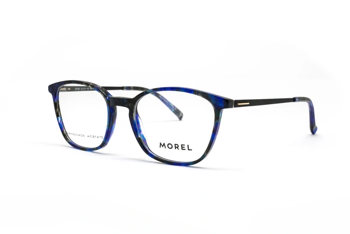 عینک طبی کوالی فریم کائوچویی مربعی رنگ آبی تیره و شفاف ابر و بادی  - عکس از زاویه سه رخ