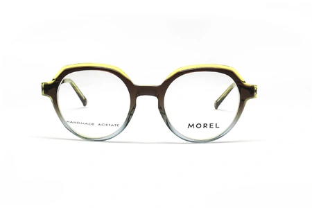 عینک طبی گرد کوالی فریم کائوچویی چند رنگ، زرد، قهوه ای و آبی شفاف - عکس از زاویه روبرو