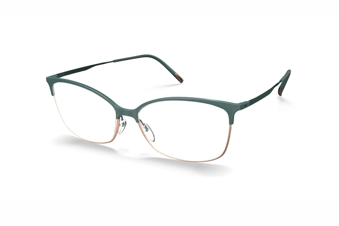 عینک طبی گربه‌ای سیلوئت مدل Urban Fusion به رنگ سبز و رزگلد - زاویه سه‌رخ