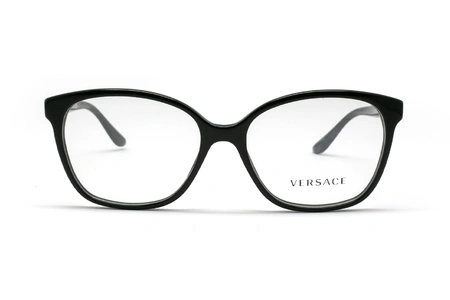 ,ینک طبی زنانه ورساچه فریم کائوچویی گربه ای به رنگ مشکی و دسته نگین کاری شده - عکس از زاویه روبرو