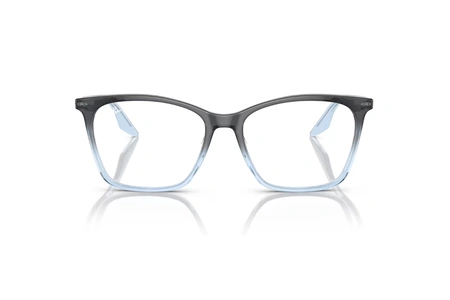 عینک طبی زنانه ری بن فریم کائوچویی استات گربه ای رنگ آبی تیره و آبی روشن شفاف - عکس از زاویه روبرو