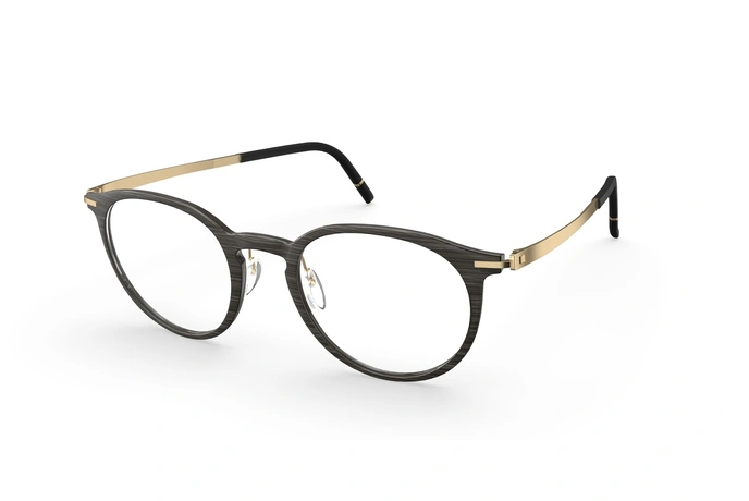 عینک طبی گرد روکش طلای سیلوئت - زاویه سه رخ