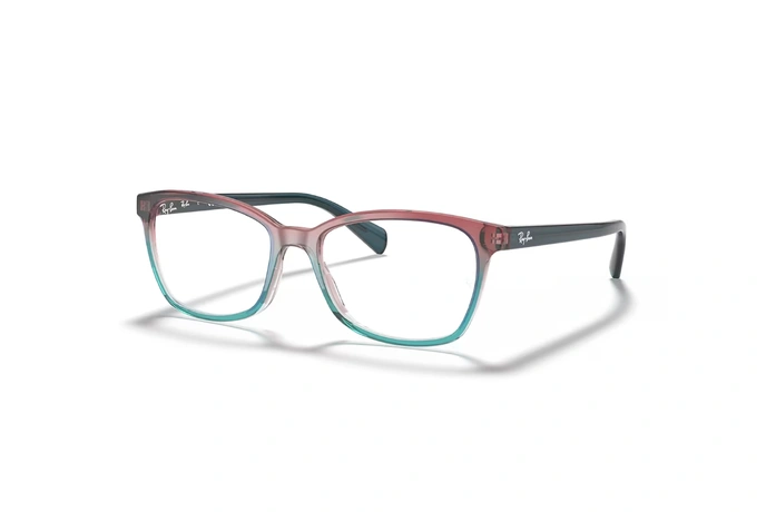 عینک طبی ری بن فریم پروانه جنس استات دو رنگ بالا طرابی پایین آبی - عکس از زاویه سه رخ