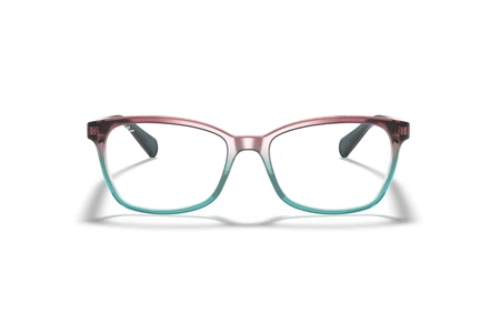 عینک طبی ری بن فریم پروانه جنس استات دو رنگ بالا شرابی شفاف پایین آبی - عکس از زاویه روبرو