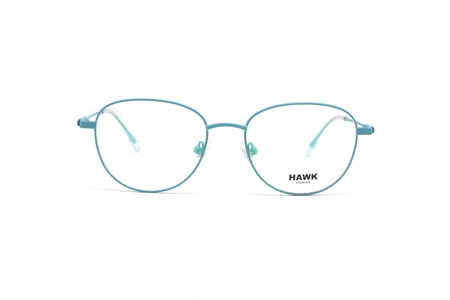 عینک طبی هاوک فریم زنانه فلزی گرد و گربه ای به رنگ آبی آسمانی - عکس از زاویه روبرو