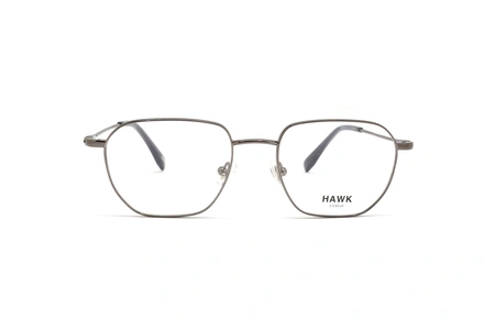 عینک طبی هاوک فریم فلزی شبه مربعی با زوایای متفاوت و خاص - عکس از زاویه روبرو