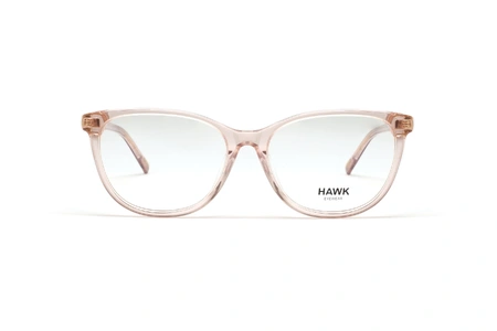 عینک طبی زنانه هاوک فریم کائوچویی گربه ای رنگ صورتی شفاف - عکس از زاویه روبرو