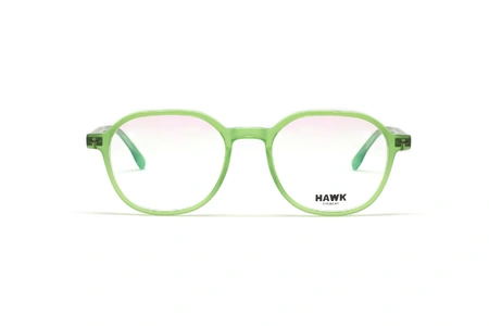 عینک طبی هاوک فریم کائوچویی مربعی به رنگ سبز شیشه ای - عکس از زاویه روبرو