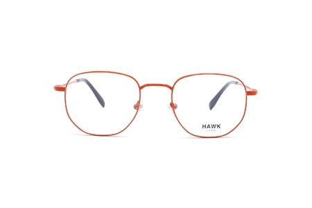عینک طبی هاوک فریم فلزی شبه گرد به رنگ نارنجی - عکس از زاویه روبرو