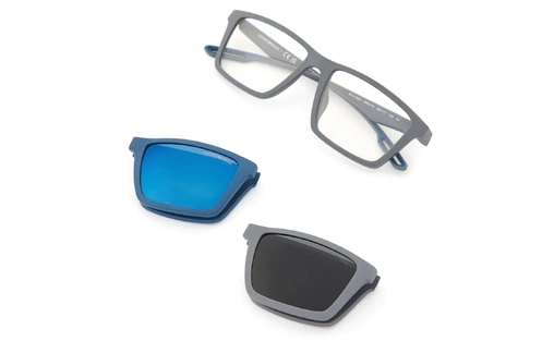 عینک طبی امپریو آرمانی با کاور آفتابی - EMPORIO ARMANI EA4189U - به رنگ خاکستری مات با باور آبی و دودی