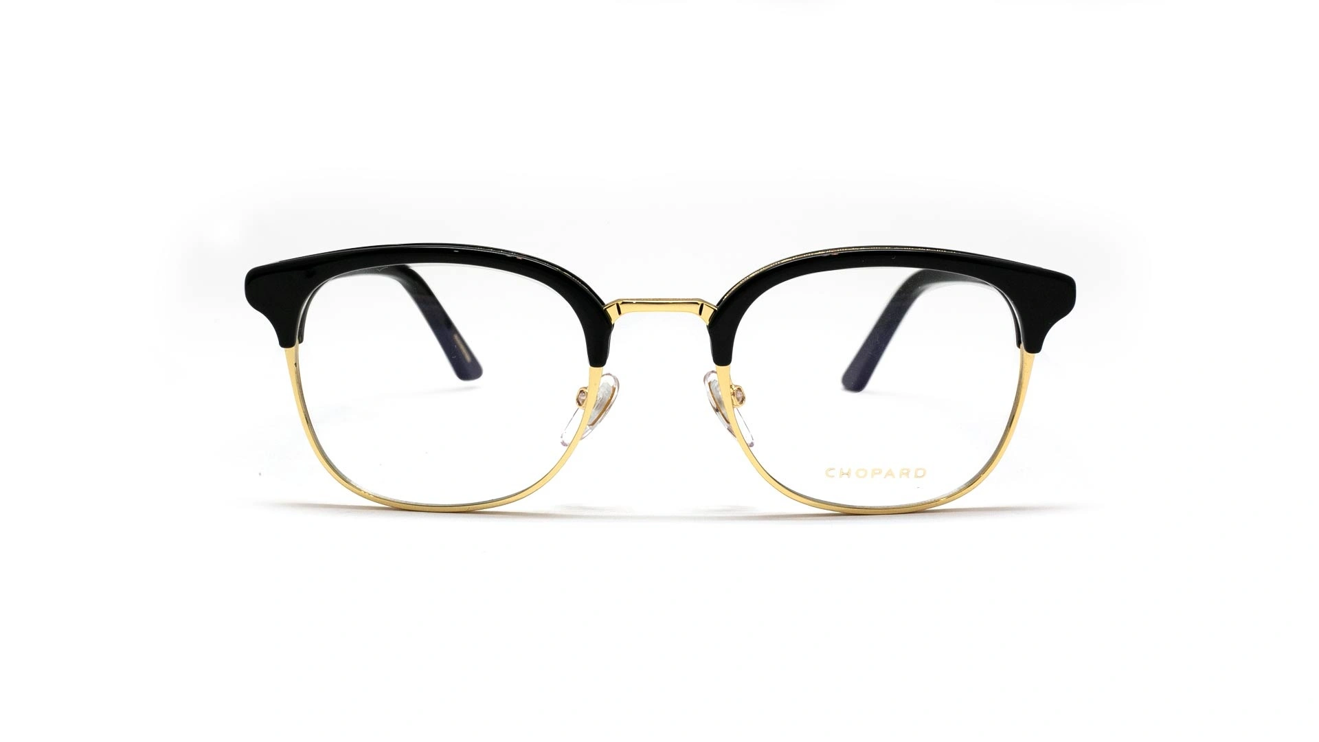 عینک طبی کلاب‌مستر شوپارد با روکش طلا - Chopard VCHG59 -با بدنه مشکی و طلایی -زاویه روبرو