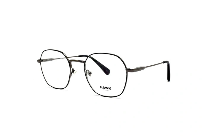 عینک طبی گرد فلزی هاوک رنگ نقره ای - عکاسی وحدت - عکس از زاویه سه رخ