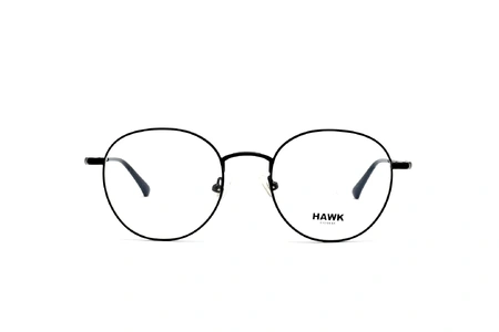 عینک طبی گرد فلزی هاوک رنگ مشکی - عکاسی وحدت - عکس از زاویه رو به رو