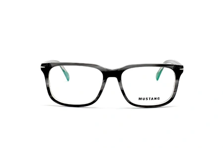 عینک طبی کائوچویی مربعی موستانگ - فریم طوسی با ترکیب مشکی - عکس از زاویه رو به رو