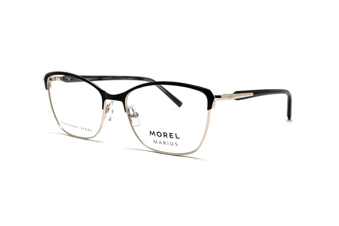 عینک طبی گربه‌ای زنانه ماریوس مورل با بدنه طلایی و مشکی - سه‌رخ