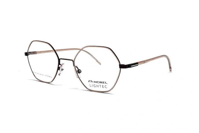 عینک طبی چندضلعی زنانه لایتک با بدنه رزگلد - سه‌رخ