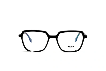  عینک طبی زنانه چند ضلعی کائوچویی هاوک رنگ مشکی - عکاسی وحدت - عکس از زاویه رو به رو