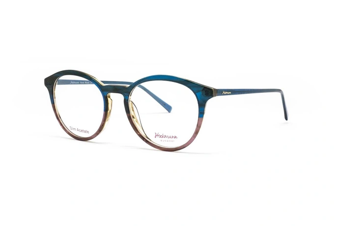 عینک طبی گرد زنانه هیکمن با بدنه آبی و قهوه‌ای - سه‌رخ