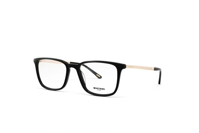 عینک طبی کائوچویی فریم مربعی موستانگ رنگ مشکی - عکاسی وحدت - عکس از زاویه سه رخ